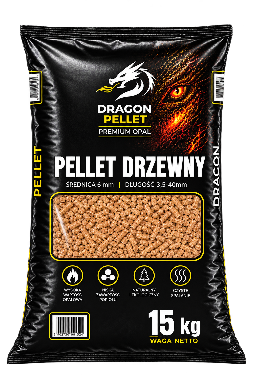 Pellet drzewny DRAGON w worku 15 kg